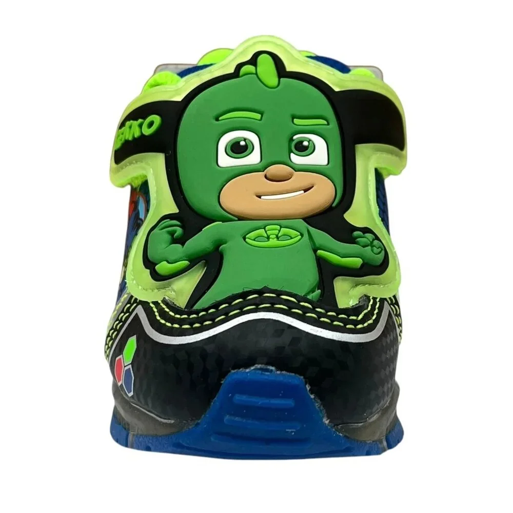 PJ Masks‎ Toddler Boy's Slip-on Sneakers Size 6 Black-Green-Blue Light-Up Shoes
